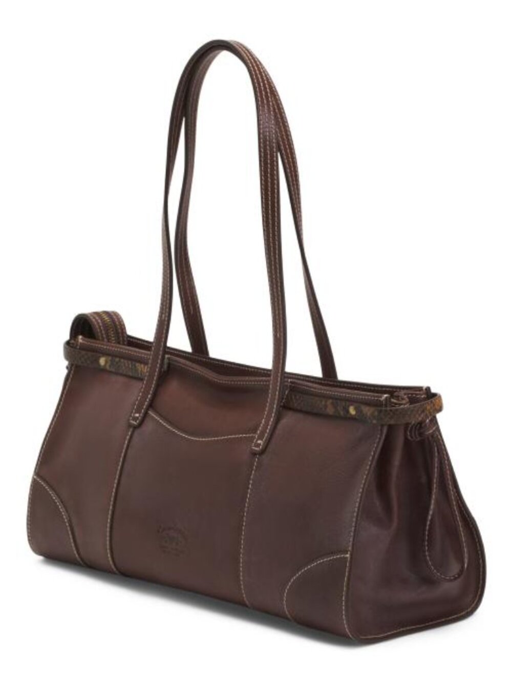 CAVALCANTI Made In Italy Leather East West Satchel With Belt Detail - Picture 3 of 5